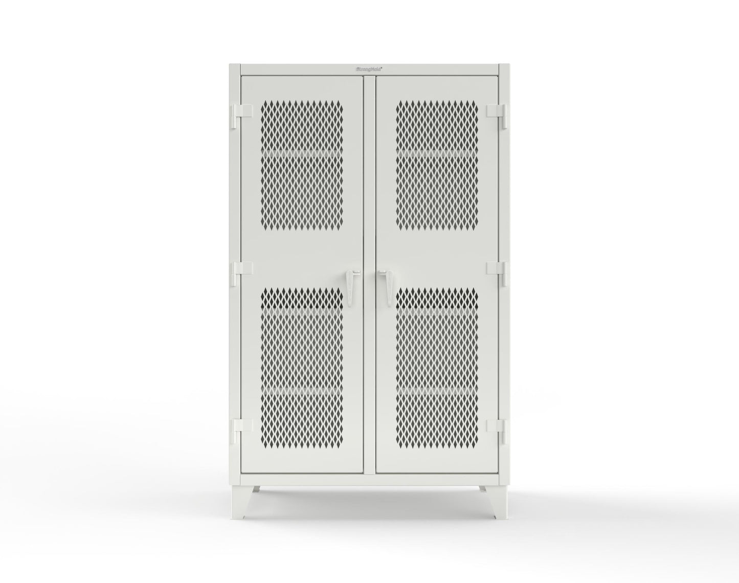 Extreme Duty 12 GA Ventilated (Diamond) Double Shift Cabinet with 8 Shelves - 48 In. W x 24 In. D x 78 In. H - 46-DS-V-248-9003