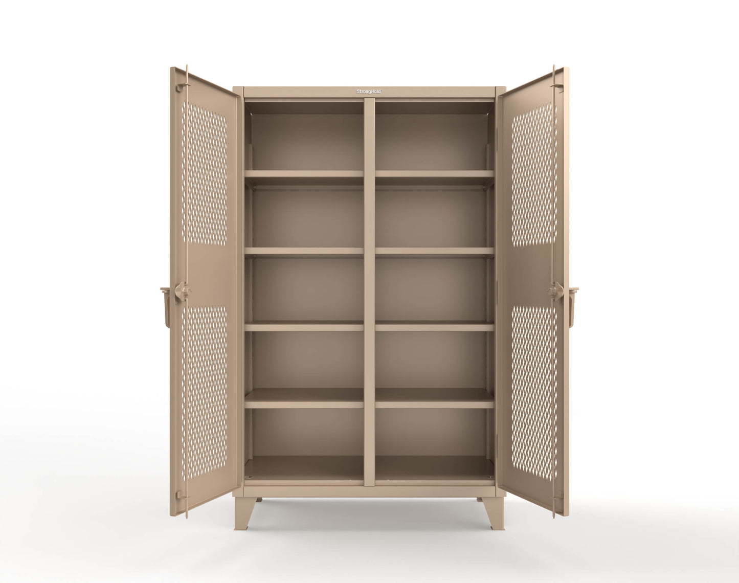Extreme Duty 12 GA Ventilated (Diamond) Double Shift Cabinet with 8 Shelves - 48 In. W x 24 In. D x 78 In. H - 46-DS-V-248-1019