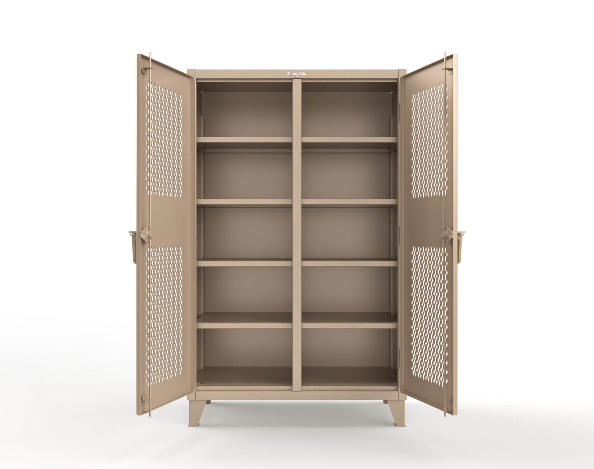Extreme Duty 12 GA Ventilated (Diamond) Double Shift Cabinet with 8 Shelves - 48 In. W x 24 In. D x 78 In. H - 46-DS-V-248-1019