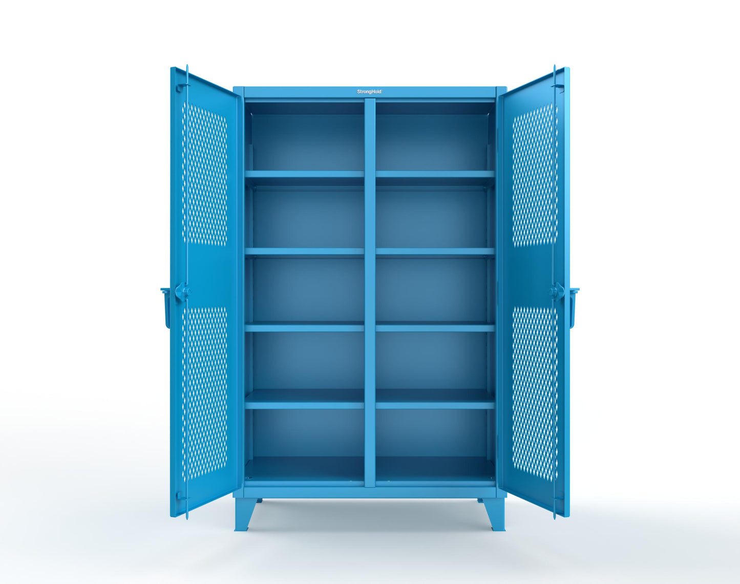 Extreme Duty 12 GA Ventilated (Diamond) Double Shift Cabinet with 8 Shelves - 48 In. W x 24 In. D x 78 In. H - 46-DS-V-248-5012