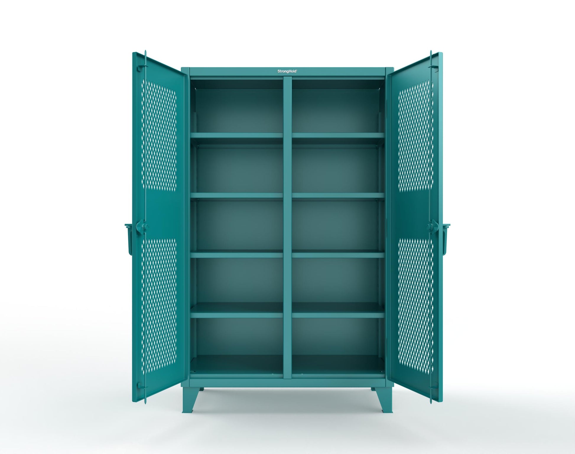 Extreme Duty 12 GA Ventilated (Diamond) Double Shift Cabinet with 8 Shelves - 48 In. W x 24 In. D x 78 In. H - 46-DS-V-248-5021