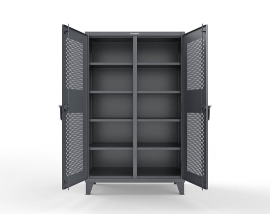 Extreme Duty 12 GA Ventilated (Diamond) Double Shift Cabinet with 8 Shelves - 48 In. W x 24 In. D x 78 In. H - 46-DS-V-248-7024