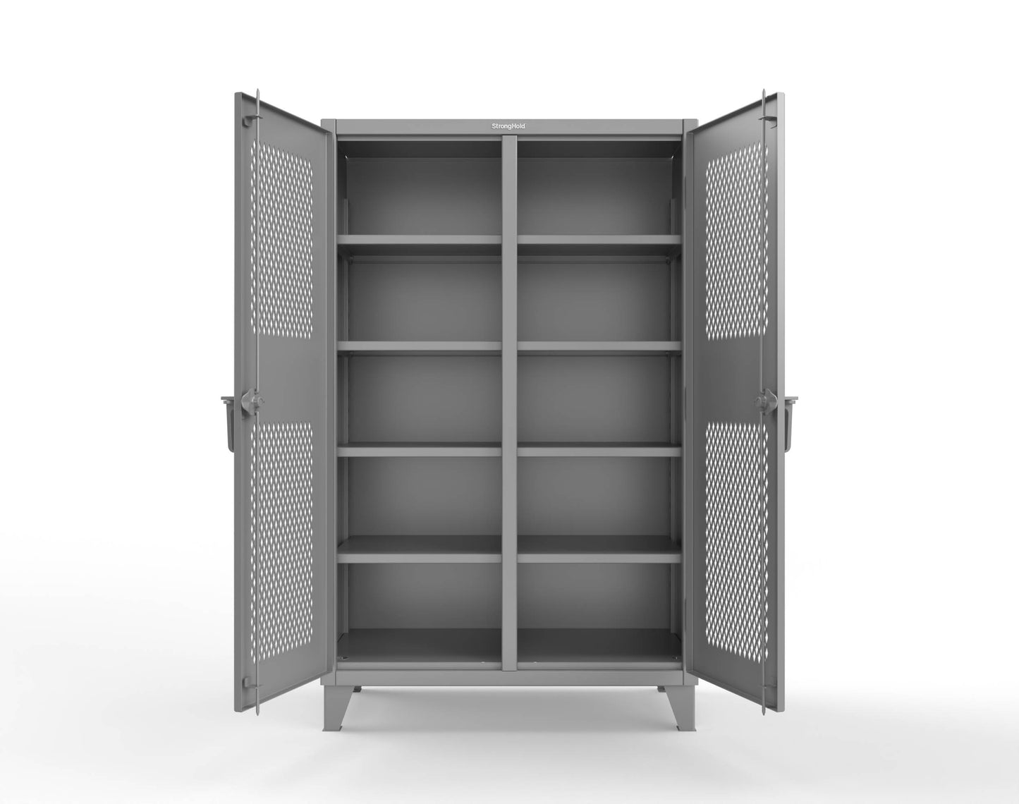 Extreme Duty 12 GA Ventilated (Diamond) Double Shift Cabinet with 8 Shelves - 48 In. W x 24 In. D x 78 In. H - 46-DS-V-248-7037