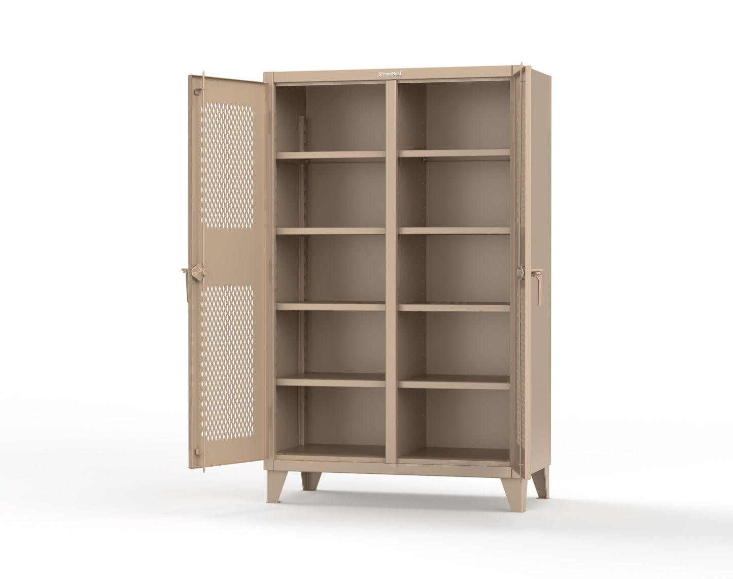 Extreme Duty 12 GA Ventilated (Diamond) Double Shift Cabinet with 8 Shelves - 48 In. W x 24 In. D x 78 In. H - 46-DS-V-248-1019