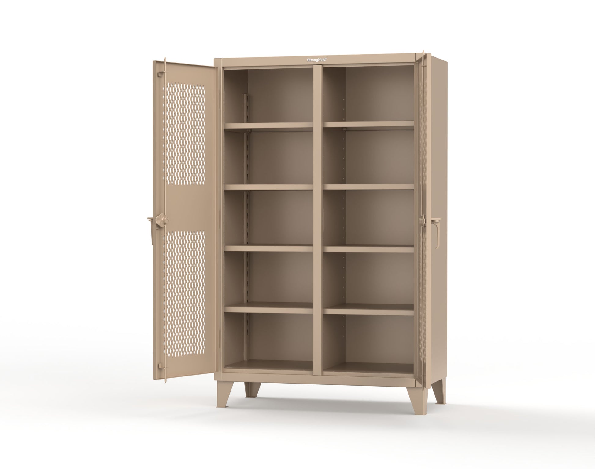 Extreme Duty 12 GA Ventilated (Diamond) Double Shift Cabinet with 8 Shelves - 48 In. W x 24 In. D x 78 In. H - 46-DS-V-248-1019