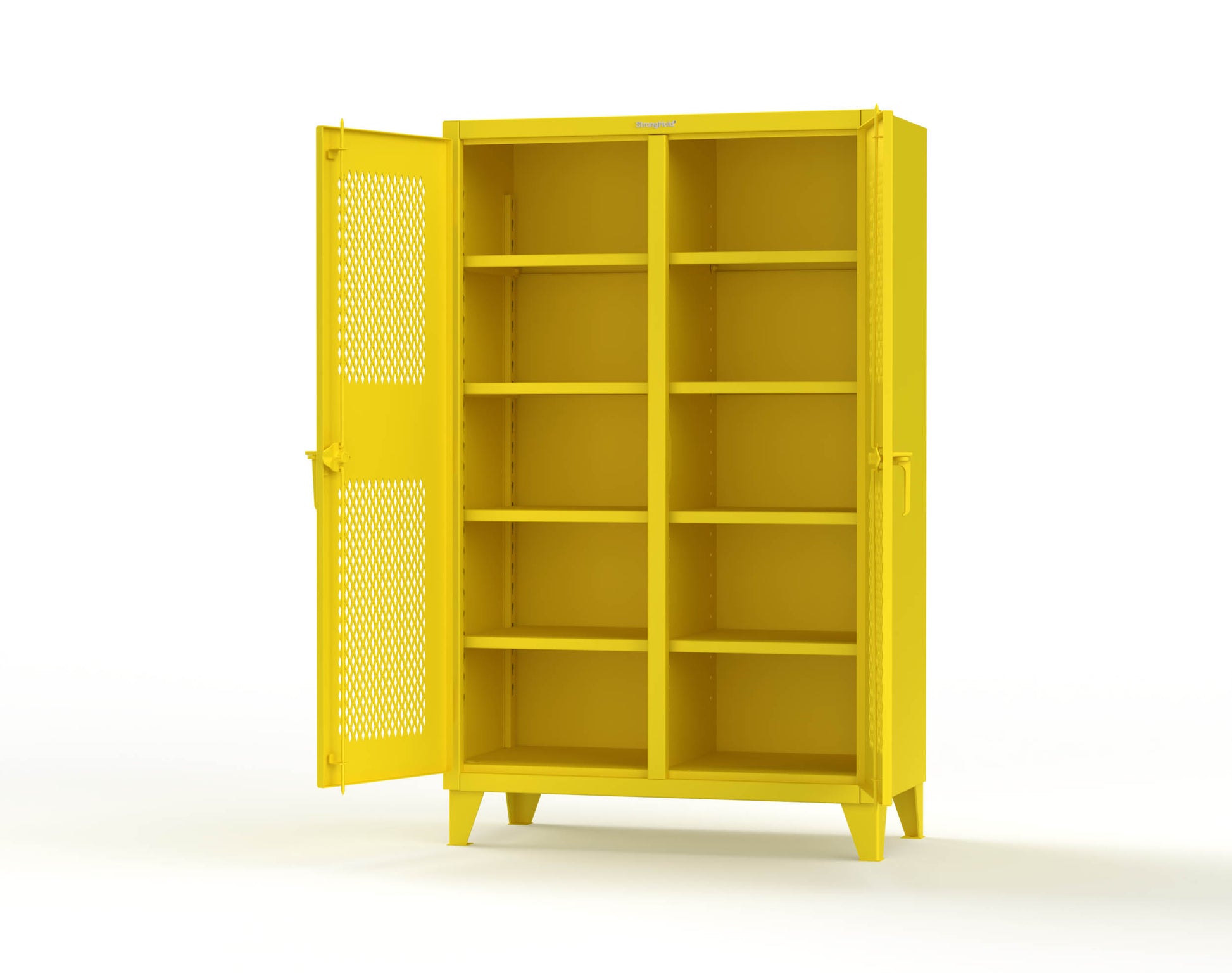 Extreme Duty 12 GA Ventilated (Diamond) Double Shift Cabinet with 8 Shelves - 48 In. W x 24 In. D x 78 In. H - 46-DS-V-248-1021