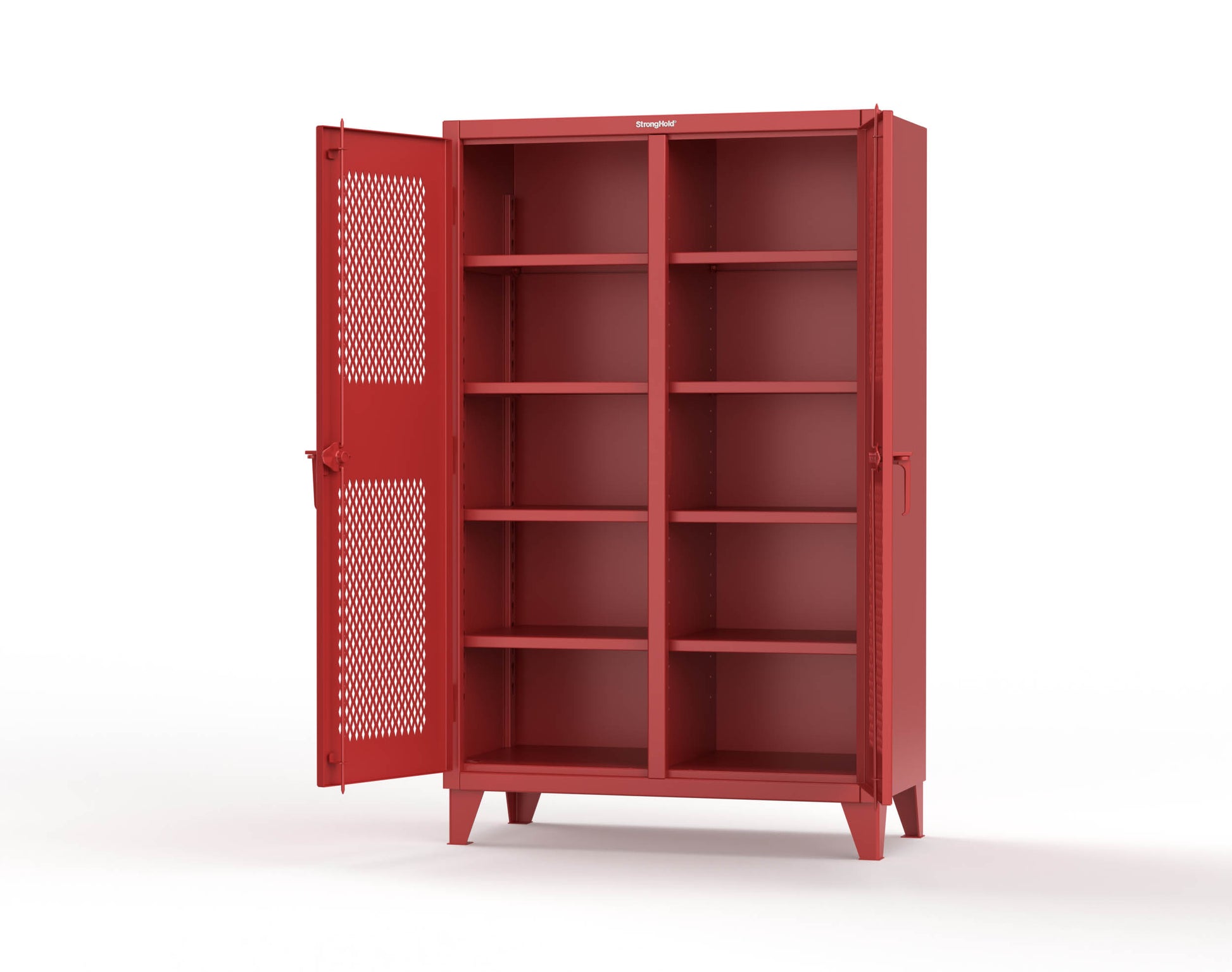 Extreme Duty 12 GA Ventilated (Diamond) Double Shift Cabinet with 8 Shelves - 48 In. W x 24 In. D x 78 In. H - 46-DS-V-248-3001