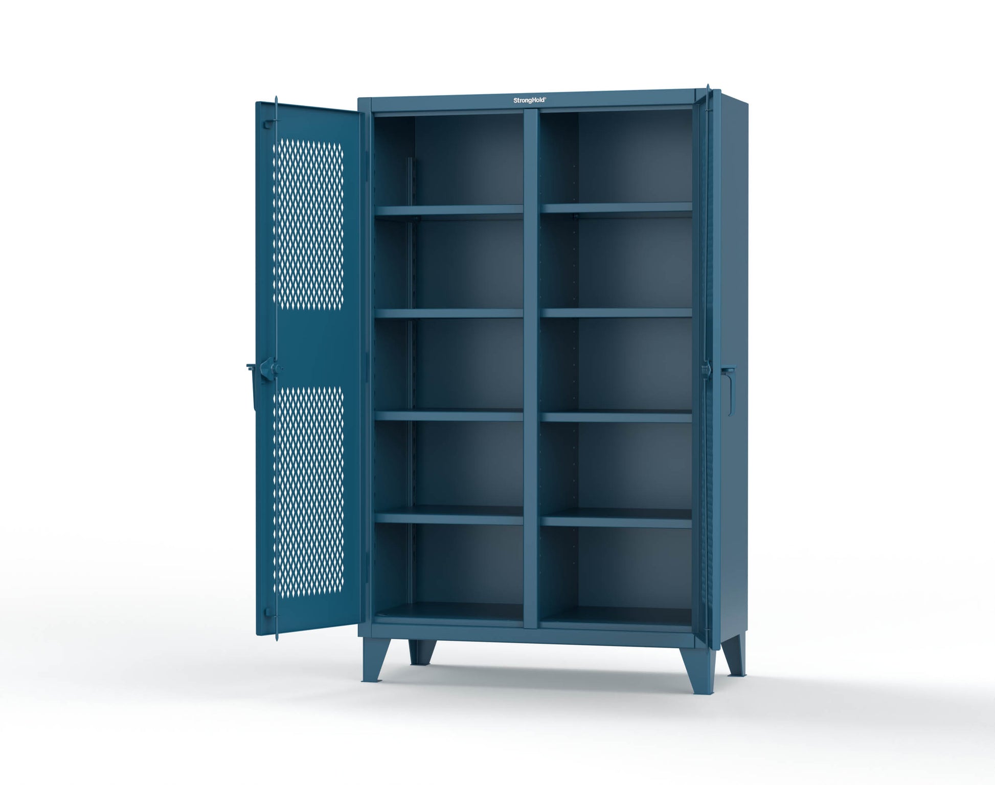 Extreme Duty 12 GA Ventilated (Diamond) Double Shift Cabinet with 8 Shelves - 48 In. W x 24 In. D x 78 In. H - 46-DS-V-248-5001