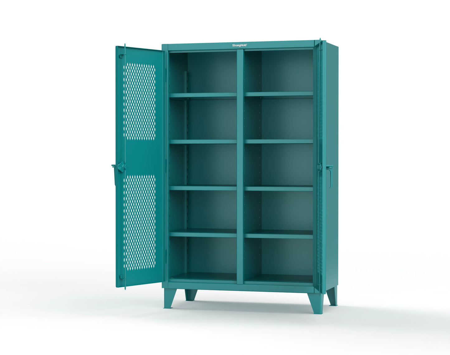 Extreme Duty 12 GA Ventilated (Diamond) Double Shift Cabinet with 8 Shelves - 48 In. W x 24 In. D x 78 In. H - 46-DS-V-248-5021