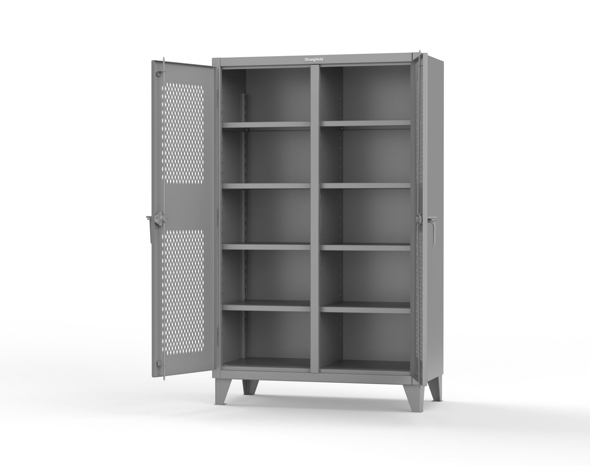 Extreme Duty 12 GA Ventilated (Diamond) Double Shift Cabinet with 8 Shelves - 48 In. W x 24 In. D x 78 In. H - 46-DS-V-248-7037