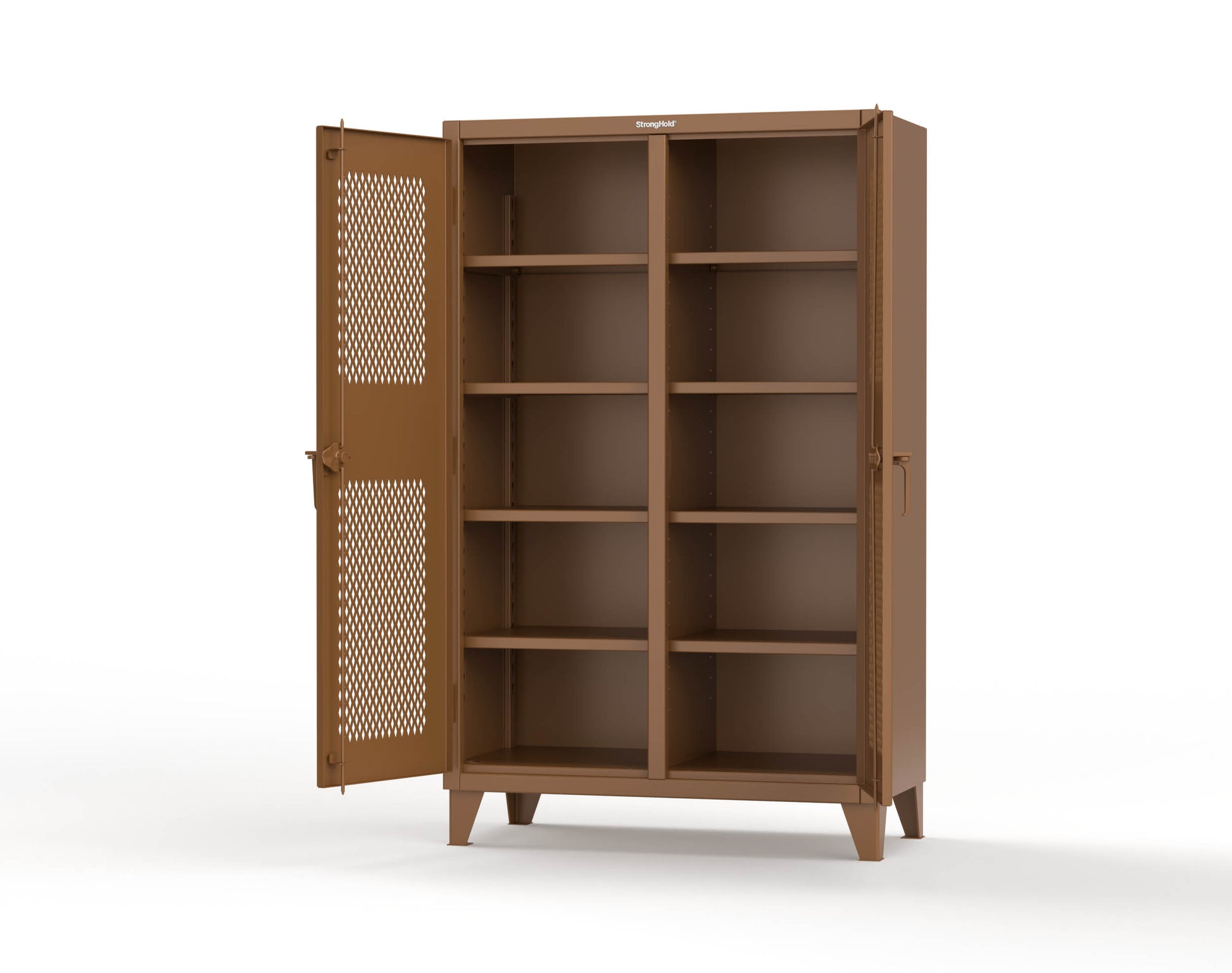 Extreme Duty 12 GA Ventilated (Diamond) Double Shift Cabinet with 8 Shelves - 48 In. W x 24 In. D x 78 In. H - 46-DS-V-248-8008