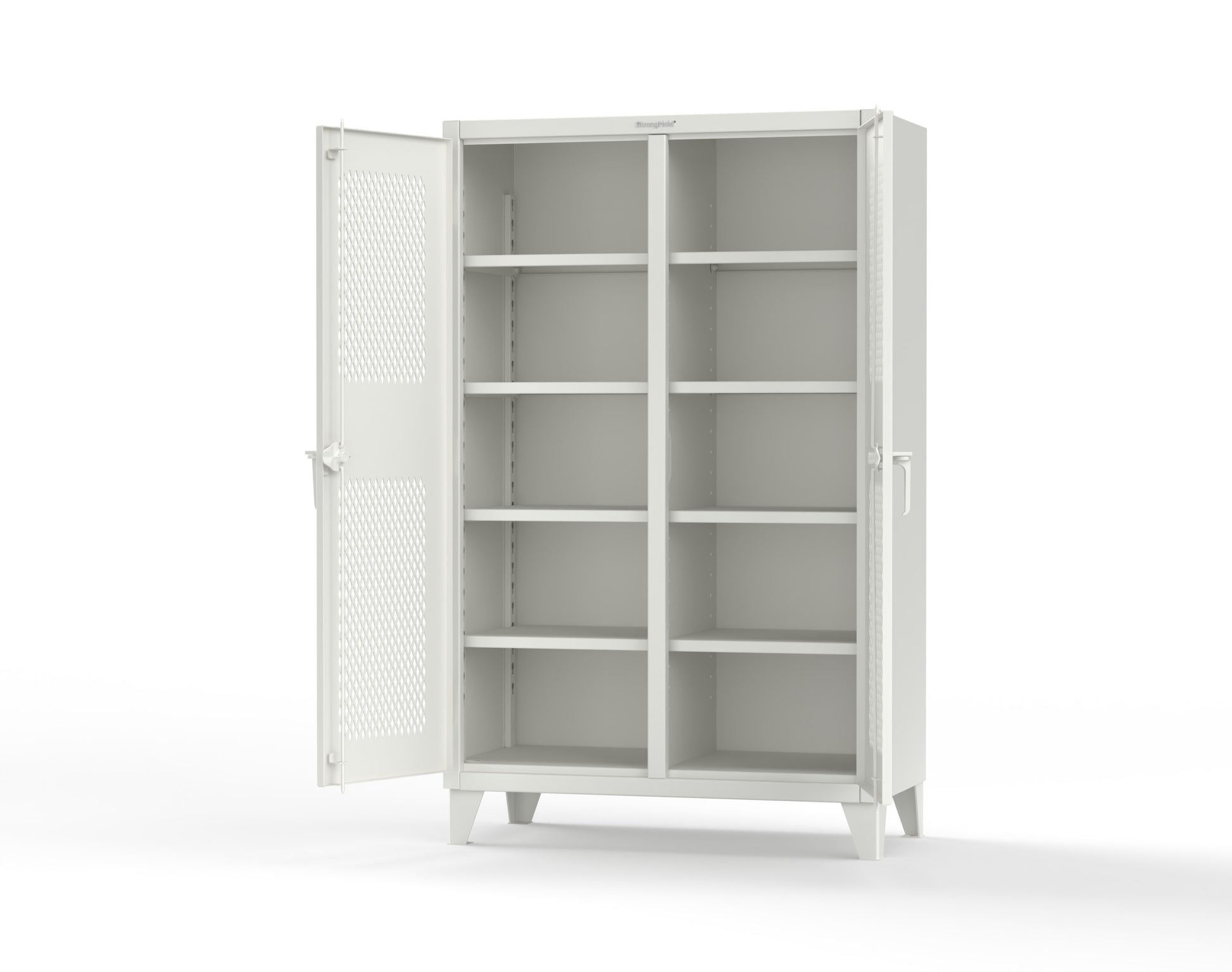 Extreme Duty 12 GA Ventilated (Diamond) Double Shift Cabinet with 8 Shelves - 48 In. W x 24 In. D x 78 In. H - 46-DS-V-248-9003