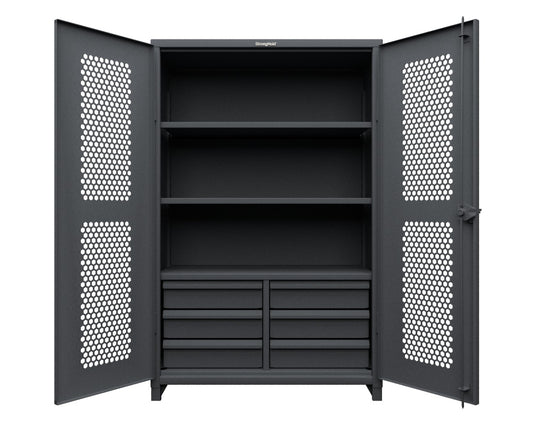 Extreme Duty 12 GA Ventilated (Diamond) Cabinet with 6 Half-Width Drawers, 4 Shelves - 36 In. W x 24 In. D x 78 In. H