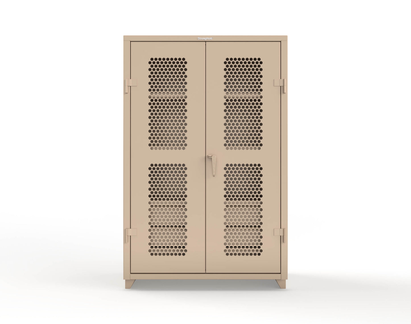 Extra Heavy Duty 14 GA Ventilated (Hex) Cabinet with 6 Half-Width Drawers, 3 Shelves - 48 In. W x 24 In. D x 75 In. H - 46-H-243-6/5DB-L-1019