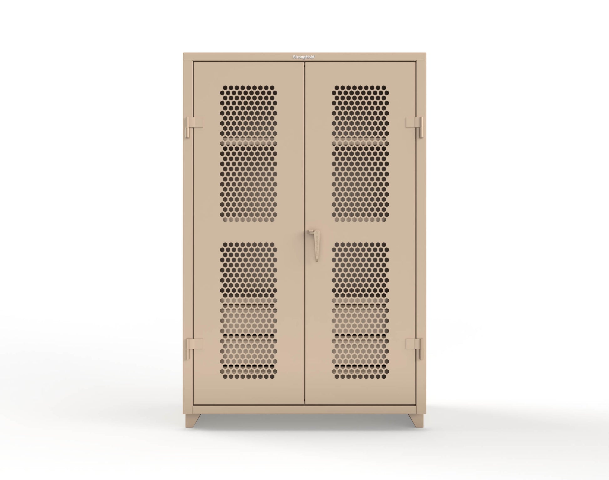 Extra Heavy Duty 14 GA Ventilated (Hex) Cabinet with 6 Half-Width Drawers, 3 Shelves - 48 In. W x 24 In. D x 75 In. H - 46-H-243-6/5DB-L-1019