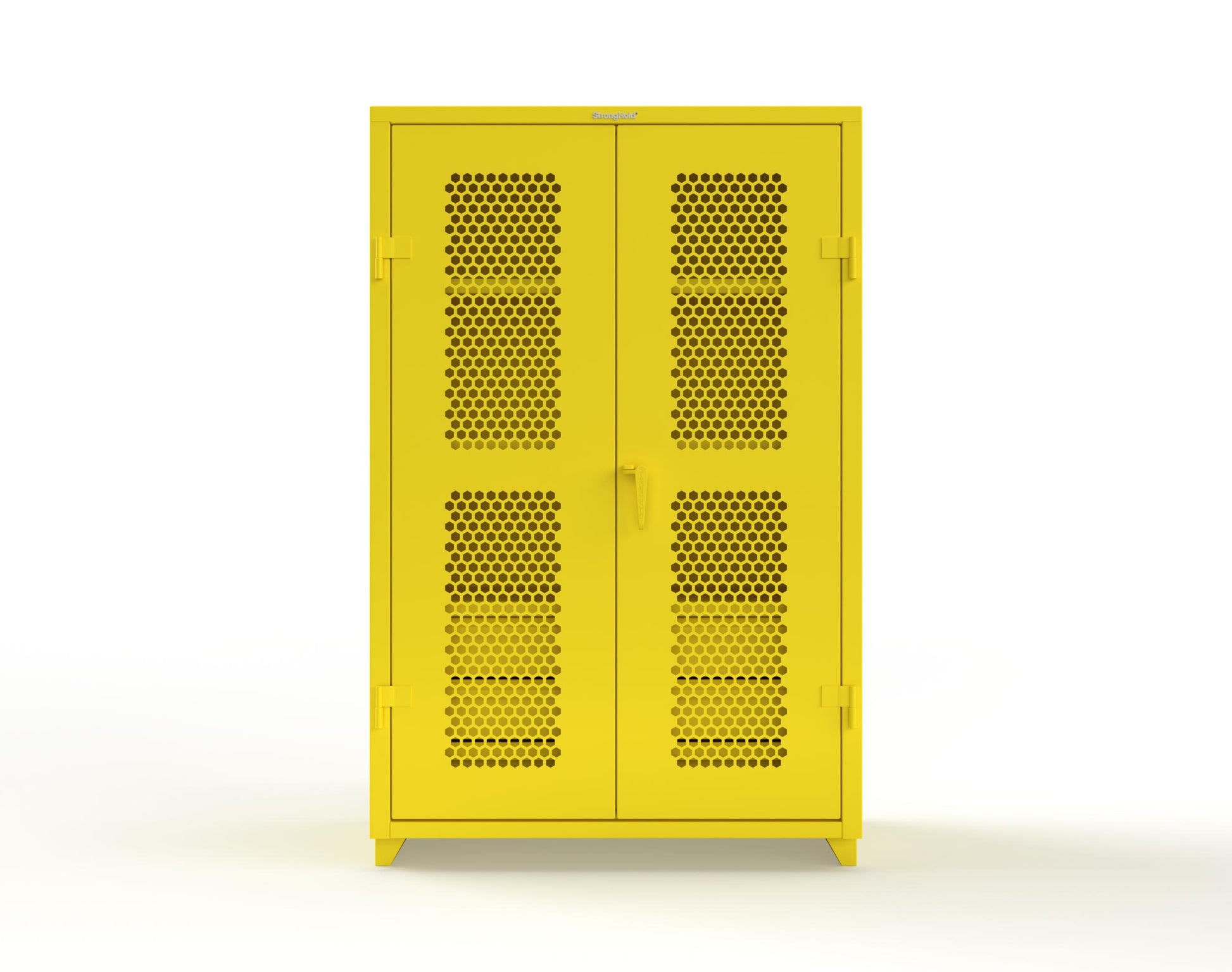 Extra Heavy Duty 14 GA Ventilated (Hex) Cabinet with 6 Half-Width Drawers, 3 Shelves - 48 In. W x 24 In. D x 75 In. H - 46-H-243-6/5DB-L-1021