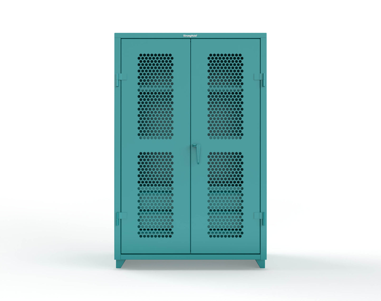 Extra Heavy Duty 14 GA Ventilated (Hex) Cabinet with 6 Half-Width Drawers, 3 Shelves - 48 In. W x 24 In. D x 75 In. H - 46-H-243-6/5DB-L-5021