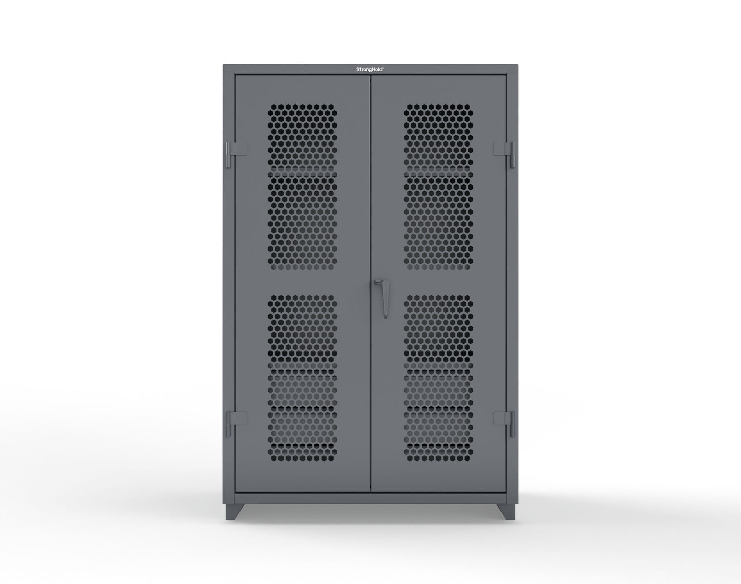 Extra Heavy Duty 14 GA Ventilated (Hex) Cabinet with 6 Half-Width Drawers, 3 Shelves - 48 In. W x 24 In. D x 75 In. H - 46-H-243-6/5DB-L-7024