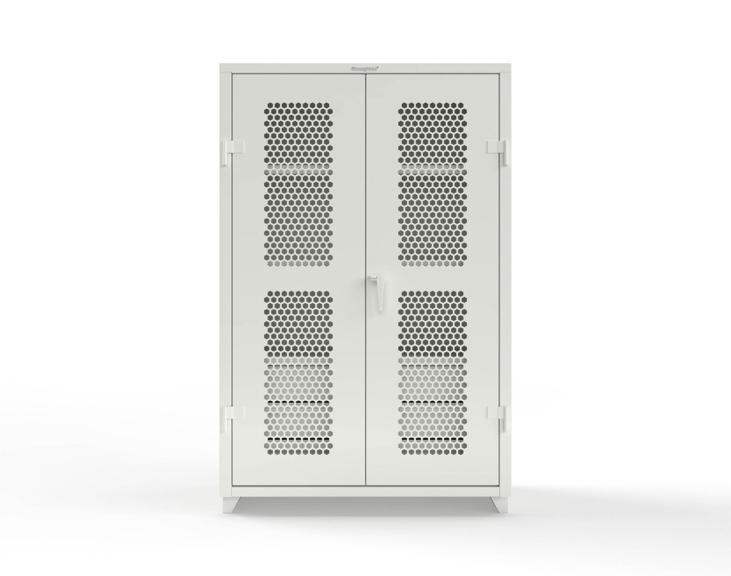 Extra Heavy Duty 14 GA Ventilated (Hex) Cabinet with 6 Half-Width Drawers, 3 Shelves - 48 In. W x 24 In. D x 75 In. H - 46-H-243-6/5DB-L-9003