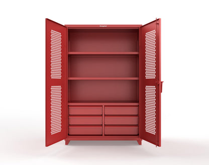 Extra Heavy Duty 14 GA Ventilated (Hex) Cabinet with 6 Half-Width Drawers, 3 Shelves - 48 In. W x 24 In. D x 75 In. H - 46-H-243-6/5DB-L-3001