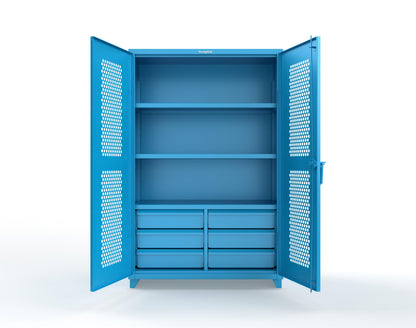 Extra Heavy Duty 14 GA Ventilated (Hex) Cabinet with 6 Half-Width Drawers, 3 Shelves - 48 In. W x 24 In. D x 75 In. H - 46-H-243-6/5DB-L-5012