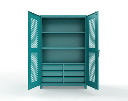 Extra Heavy Duty 14 GA Ventilated (Hex) Cabinet with 6 Half-Width Drawers, 3 Shelves - 48 In. W x 24 In. D x 75 In. H - 46-H-243-6/5DB-L-5021