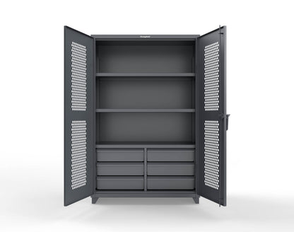 Extra Heavy Duty 14 GA Ventilated (Hex) Cabinet with 6 Half-Width Drawers, 3 Shelves - 48 In. W x 24 In. D x 75 In. H - 46-H-243-6/5DB-L-7024