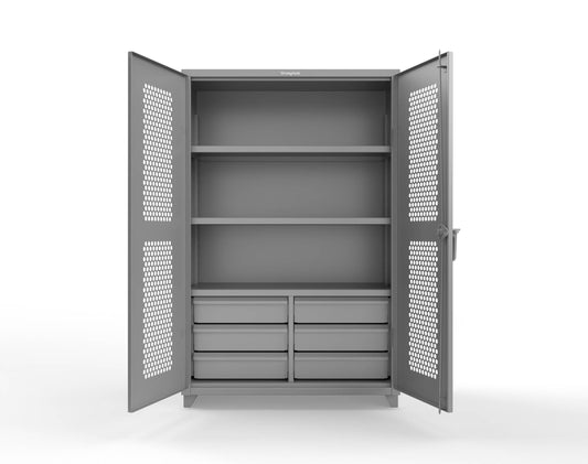 Extra Heavy Duty 14 GA Ventilated (Hex) Cabinet with 6 Half-Width Drawers, 3 Shelves - 48 In. W x 24 In. D x 75 In. H - 46-H-243-6/5DB-L-7037