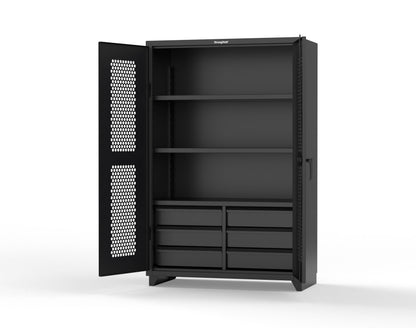 Extra Heavy Duty 14 GA Ventilated (Hex) Cabinet with 6 Half-Width Drawers, 3 Shelves - 48 In. W x 24 In. D x 75 In. H - 46-H-243-6/5DB-L-9005