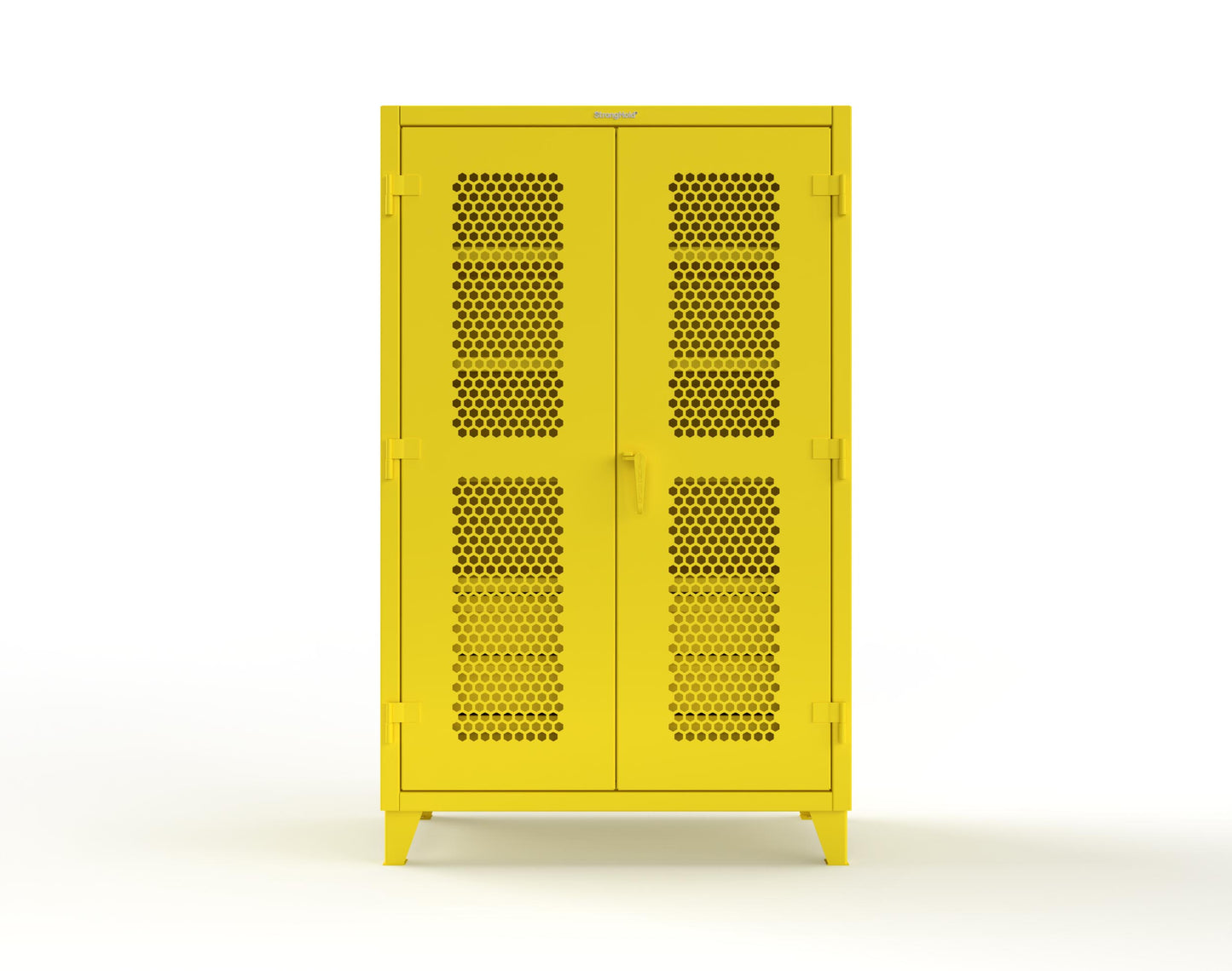 Extreme Duty 12 GA Ventilated (Hex) Cabinet with 6 Half-Width Drawers, 4 Shelves - 48 In. W x 24 In. D x 78 In. H - 46-H-244-6/5DB-1021