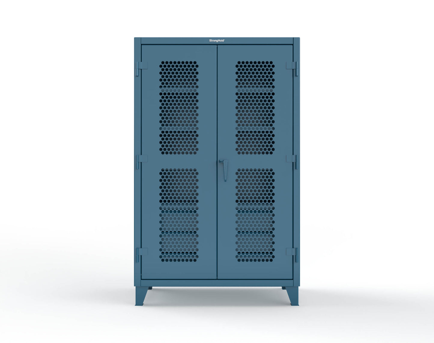 Extreme Duty 12 GA Ventilated (Hex) Cabinet with 6 Half-Width Drawers, 4 Shelves - 48 In. W x 24 In. D x 78 In. H - 46-H-244-6/5DB-5001