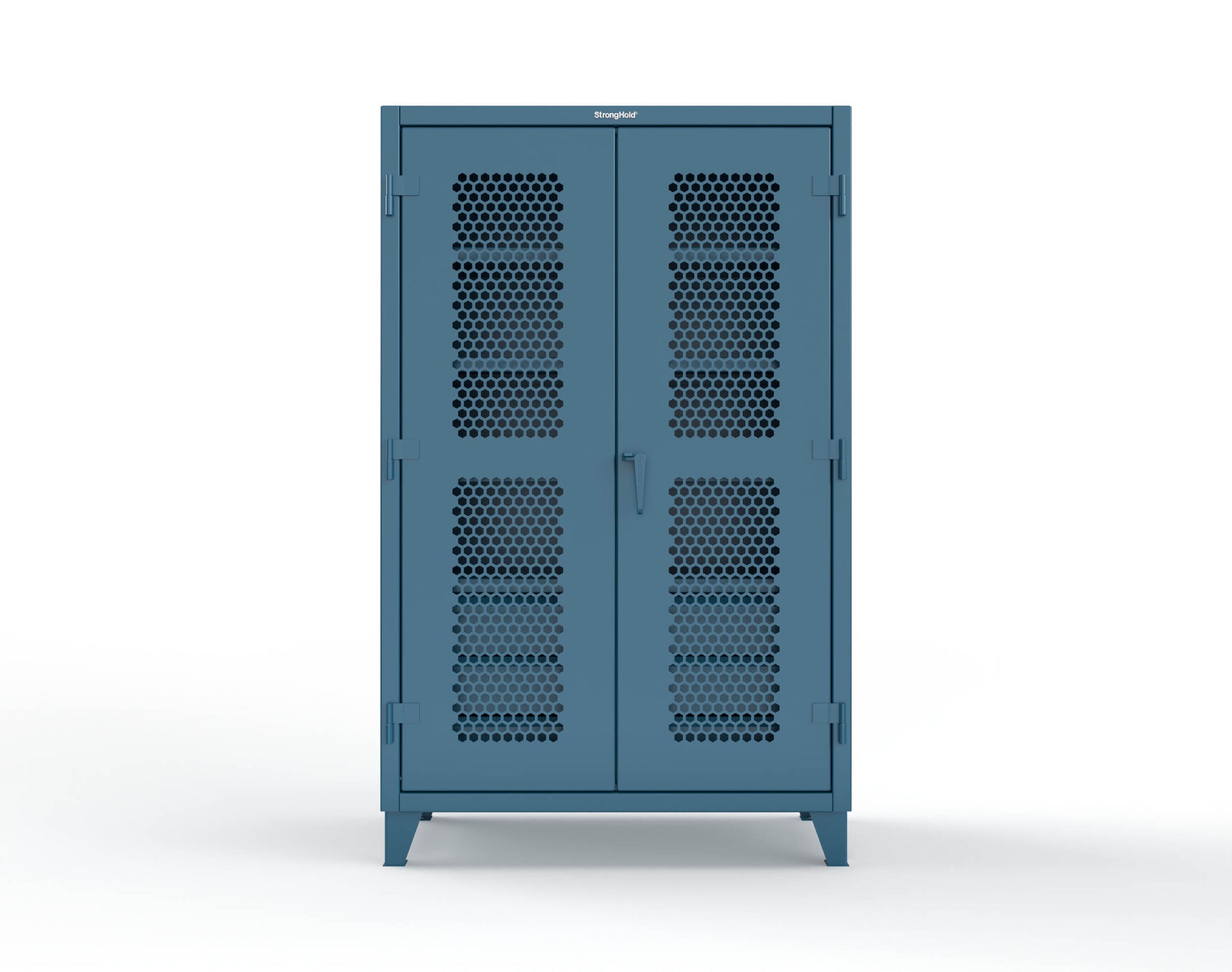 Extreme Duty 12 GA Ventilated (Hex) Cabinet with 6 Half-Width Drawers, 4 Shelves - 48 In. W x 24 In. D x 78 In. H - 46-H-244-6/5DB-5001