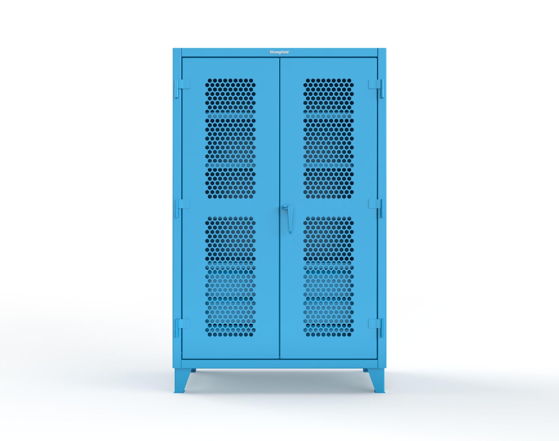 Extreme Duty 12 GA Ventilated (Hex) Cabinet with 6 Half-Width Drawers, 4 Shelves - 48 In. W x 24 In. D x 78 In. H - 46-H-244-6/5DB-5012