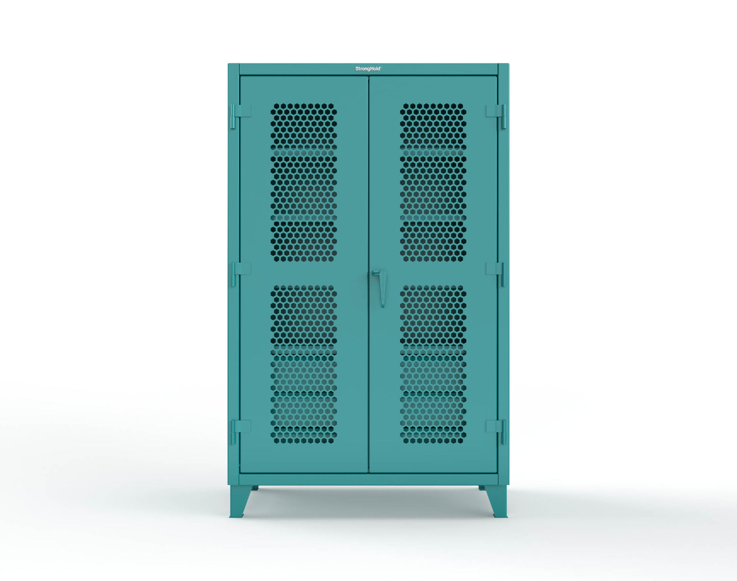 Extreme Duty 12 GA Ventilated (Hex) Cabinet with 6 Half-Width Drawers, 4 Shelves - 48 In. W x 24 In. D x 78 In. H - 46-H-244-6/5DB-5021