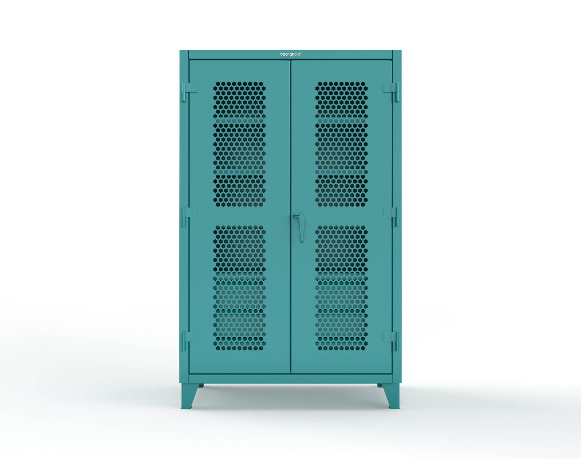 Extreme Duty 12 GA Ventilated (Hex) Cabinet with 6 Half-Width Drawers, 4 Shelves - 48 In. W x 24 In. D x 78 In. H - 46-H-244-6/5DB-5021