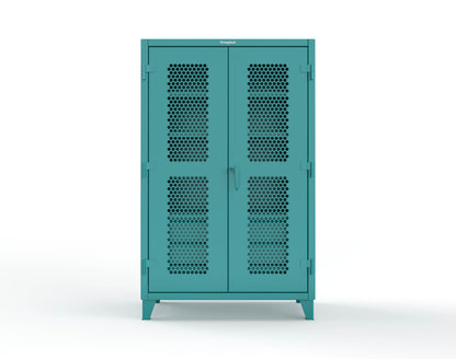 Extreme Duty 12 GA Ventilated (Hex) Cabinet with 6 Half-Width Drawers, 4 Shelves - 48 In. W x 24 In. D x 78 In. H - 46-H-244-6/5DB-5021