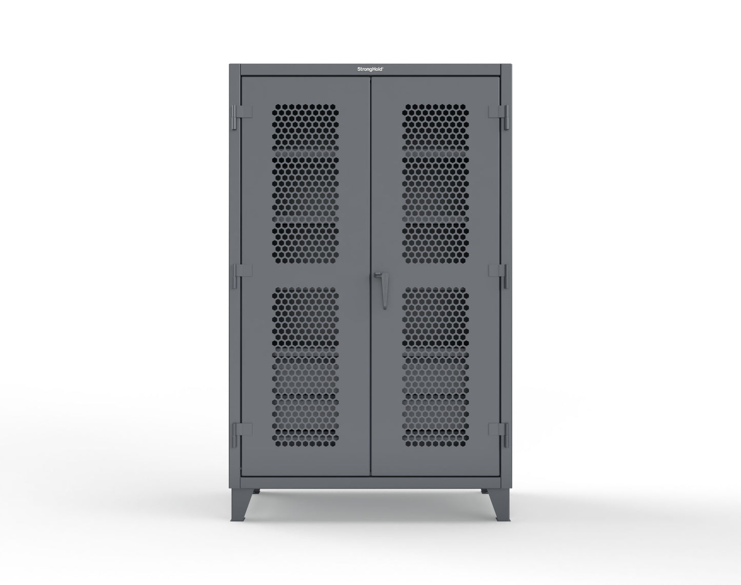 Extreme Duty 12 GA Ventilated (Hex) Cabinet with 6 Half-Width Drawers, 4 Shelves - 48 In. W x 24 In. D x 78 In. H - 46-H-244-6/5DB-7024 