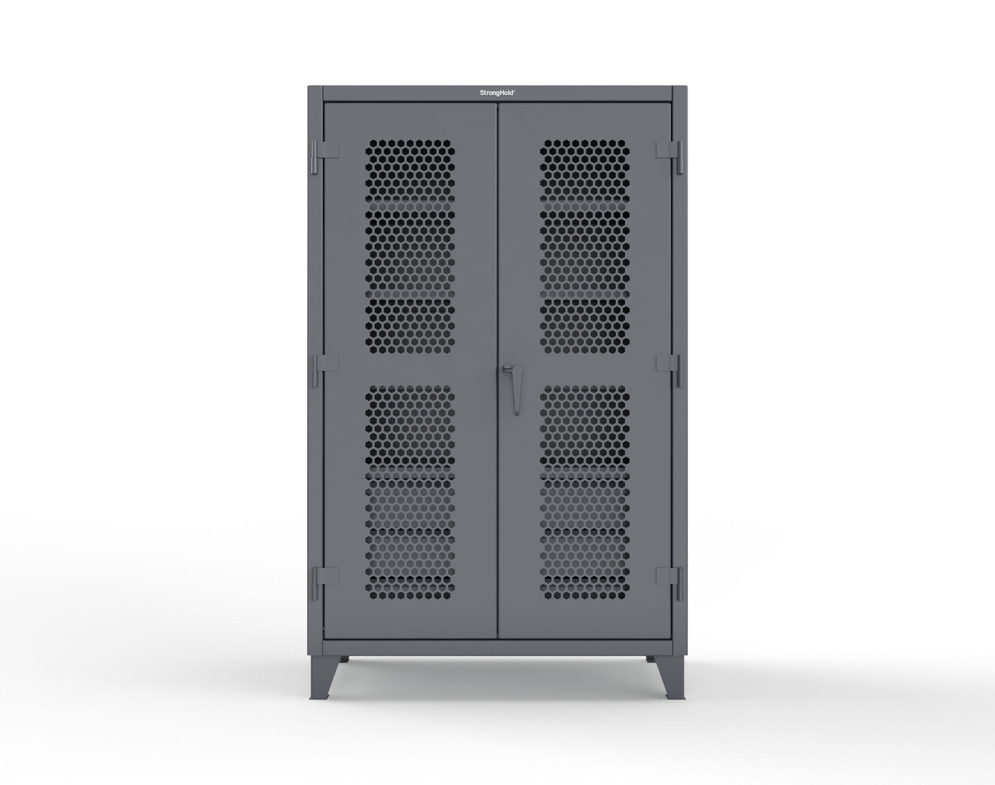 Extreme Duty 12 GA Ventilated (Hex) Cabinet with 6 Half-Width Drawers, 4 Shelves - 48 In. W x 24 In. D x 78 In. H - 46-H-244-6/5DB-7024 