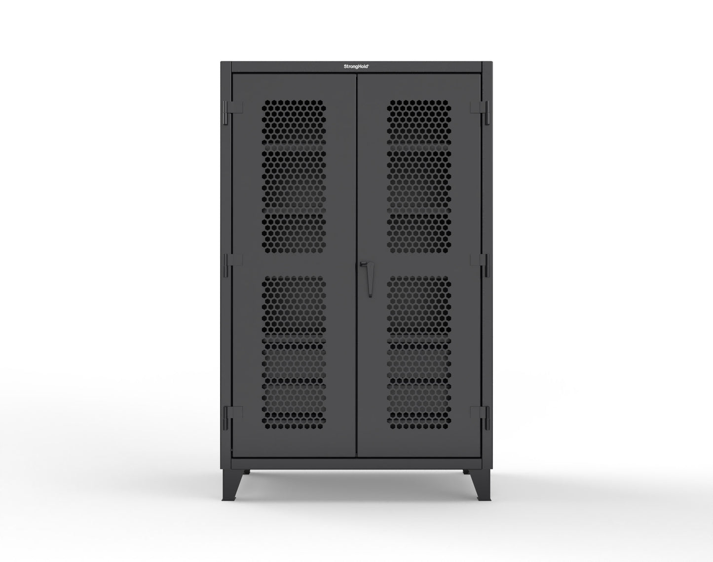 Extreme Duty 12 GA Ventilated (Hex) Cabinet with 6 Half-Width Drawers, 4 Shelves - 48 In. W x 24 In. D x 78 In. H - 46-H-244-6/5DB-9005