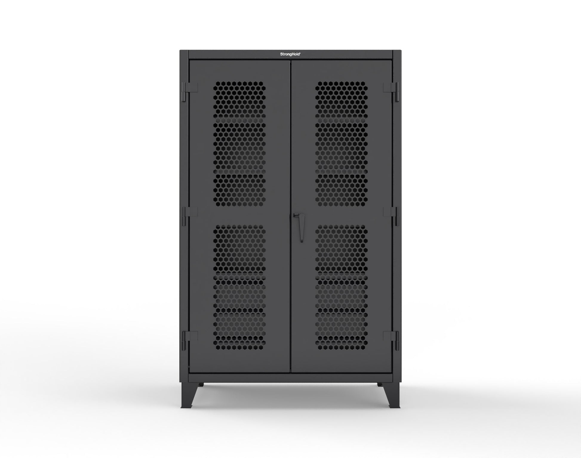 Extreme Duty 12 GA Ventilated (Hex) Cabinet with 6 Half-Width Drawers, 4 Shelves - 48 In. W x 24 In. D x 78 In. H - 46-H-244-6/5DB-9005