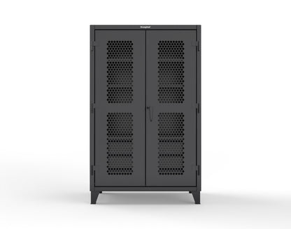 Extreme Duty 12 GA Ventilated (Hex) Cabinet with 6 Half-Width Drawers, 4 Shelves - 48 In. W x 24 In. D x 78 In. H - 46-H-244-6/5DB-9005