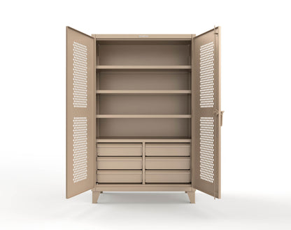 Extreme Duty 12 GA Ventilated (Hex) Cabinet with 6 Half-Width Drawers, 4 Shelves - 48 In. W x 24 In. D x 78 In. H - 46-H-244-6/5DB-1019