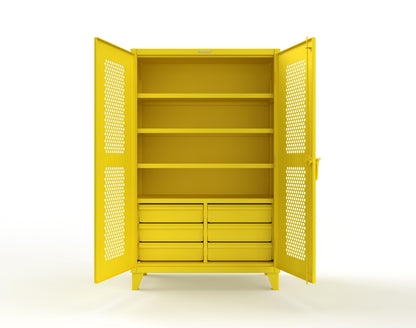 Extreme Duty 12 GA Ventilated (Hex) Cabinet with 6 Half-Width Drawers, 4 Shelves - 48 In. W x 24 In. D x 78 In. H - 46-H-244-6/5DB-1021