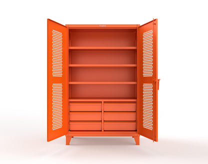 Extreme Duty 12 GA Ventilated (Hex) Cabinet with 6 Half-Width Drawers, 4 Shelves - 48 In. W x 24 In. D x 78 In. H - 46-H-244-6/5DB-2009