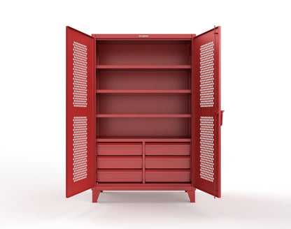 Extreme Duty 12 GA Ventilated (Hex) Cabinet with 6 Half-Width Drawers, 4 Shelves - 48 In. W x 24 In. D x 78 In. H - 46-H-244-6/5DB-3001