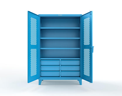 Extreme Duty 12 GA Ventilated (Hex) Cabinet with 6 Half-Width Drawers, 4 Shelves - 48 In. W x 24 In. D x 78 In. H - 46-H-244-6/5DB-5012
