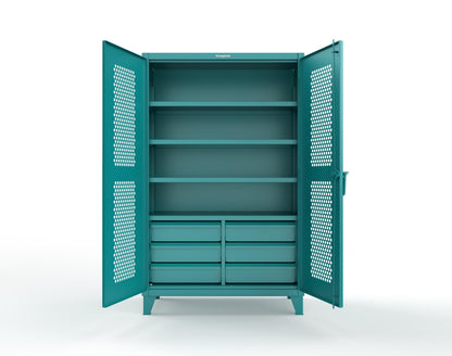 Extreme Duty 12 GA Ventilated (Hex) Cabinet with 6 Half-Width Drawers, 4 Shelves - 48 In. W x 24 In. D x 78 In. H - 46-H-244-6/5DB-5021