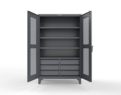 Extreme Duty 12 GA Ventilated (Hex) Cabinet with 6 Half-Width Drawers, 4 Shelves - 48 In. W x 24 In. D x 78 In. H - 46-H-244-6/5DB-7024 