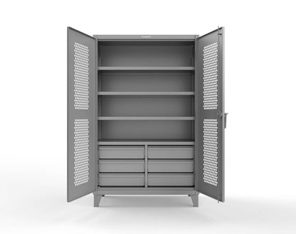 Extreme Duty 12 GA Ventilated (Hex) Cabinet with 6 Half-Width Drawers, 4 Shelves - 48 In. W x 24 In. D x 78 In. H - 46-H-244-6/5DB-7037