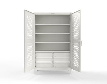 Extreme Duty 12 GA Ventilated (Hex) Cabinet with 6 Half-Width Drawers, 4 Shelves - 48 In. W x 24 In. D x 78 In. H - 46-H-244-6/5DB-9003